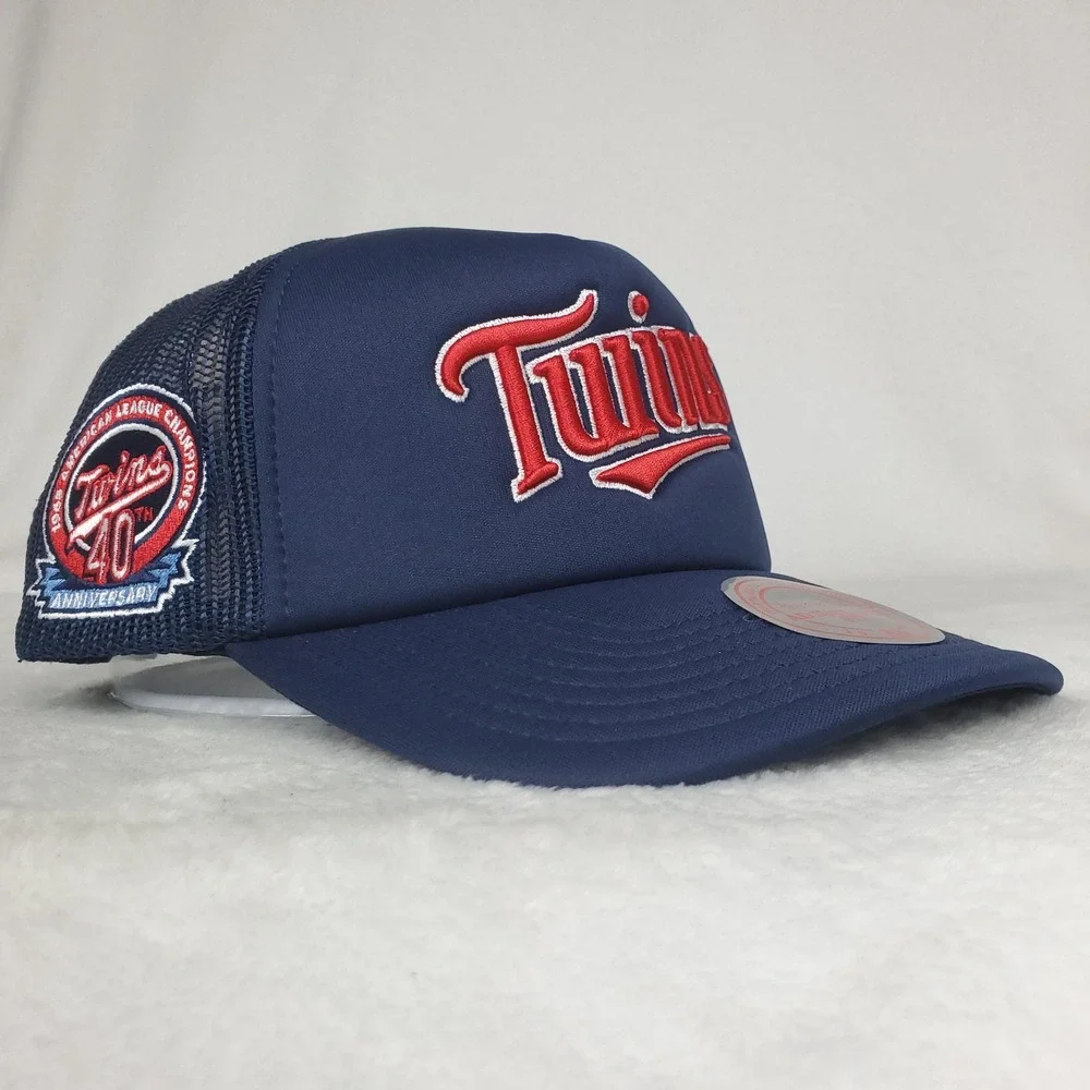 Minnesota Twins Mitchell & Ness MLB Foam Trucker Hat Cap‎ 3D Logo Navy NWT